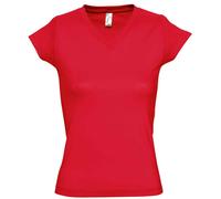 Sols T-Shirt Col V Femme Coton Pur Jersey Manches Courtes S-3XL