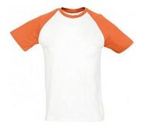 SOLS - T-shirt manches courtes FUNKY - Homme (L) (Blanc/orange) - UTPC300 Blanc/orange, Blanc/Orange