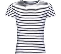 SOLS T-shirt Miles homme, rayé, manches courtes PC2584 (S) (Blanc/Bleu marine)
