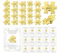 Solsew Cadeaux de reconnaissance des employés en vrac, 5 styles de puzzle, épinglettes avec cartes cadeaux de remerciement pour le bureau, les bénévoles, les collègues, le personnel, doré, Small