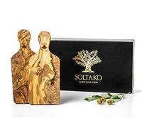 SOLTAKO Bois d’Olivier - Planches en Bois d'Olivier - Lot de 2 Planches à Fromage Rustique - Planche à découper - Planche à Pain - Planche Apéro Artisanale - Plateau Petit Déjeuner
