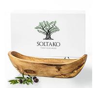 SOLTAKO Corbeille à Pain Rustique - Long Panier à Baguette en Bois D'Olivier - Plat de Service pour Baguette, Croissant, Fruit - Corbeille à Fruits - Panier Présenté Dans Un Coffret Elégant