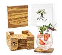 SOLTAKO Dessous de Verre Rustiques en Bois d'Olivier, Lot de 6 sous Verre Résistants à la Chaleur, Rondin de Bois d'Olivier avec Trou, Porte Bougie, Set Rondins Deco, Saint Valentin Décoration