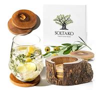 SOLTAKO Dessous de Verre Rustiques en Bois d'Olivier, Lot de 6 sous Verre Résistants à la Chaleur, Rondin de Bois d'Olivier avec Trou, Porte Bougie, Set Rondins Deco, Saint Valentin Décoration