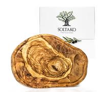 SOLTAKO Planche à Découper en Bois d’Olivier Brut, Planche Rustique, Planche Fromage, Plateau Apéritif Bois Olivier Tunisien, Planche Apéro artisanale(Long: env. 43-45 cm; Larg: env. 20-23 cm)
