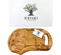SOLTAKO Planche à Découper en Bois d’Olivier Brut, Planche Rustique, Planche Fromage, Plateau Apéritif Bois Olivier, Planche Apéro, Planche de Charcuterie en Bois d’Olivier Authentique 35-38 cm