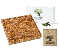 SOLTAKO Planche à Découper en Bois d’Olivier, Pour Préparer, Trancher, Pain, Découper et Servir 30x20x4,4