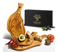 SOLTAKO Planche à Découper en Bois d’Olivier, Série de 3 Planches Rustique, Planche Fromage, Plateau Apéritif Bois Olivier Méditerranéen, Planche Apéro artisanale, Lot de 3 planches