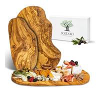 SOLTAKO Planche à Découper en Bois d’Olivier, Série de 3 Planches Rustique, Planche Fromage, Plateau Apéritif Bois Olivier Méditerranéen, Planche Apéro artisanale, Lot de 3 planches