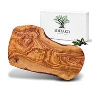 SOLTAKO Planche à Découper en Bois d'Olivier Brut - Rustique, Fromage, Plateau Apéritif Artisanal en Olivier Tunisien