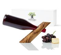 SOLTAKO Porte-bouteille de vin en bois d'olivier exclusif, porte-bouteille, porte-bouteille de vin, idée cadeau, décoration de table, support à vin, 30 cm