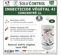 Solu’Control Insecticide Végétal 4J Concentré 1 L - Actifs 100% végétaux, pyréthrines naturelles & huiles essentielles - Acariens, fourmis, puces, cafards, punaises de lit - Fabriqué en France