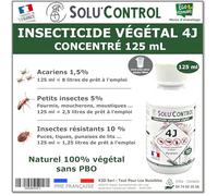 Solu’Control Insecticide Végétal 4J Concentré 125 mL - Actifs 100% végétaux, pyréthrines naturelles & huiles essentielles - Acariens, fourmis, puces, cafards, punaises de lit - Fabriqué en France
