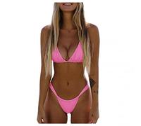 SoLu DAY8 Bikini Femme 2 PièCes Sexy String Culotte Ensembles Maillot De Bain Femme Deux Pieces Push Up Grande Taille Pas Cher Chic Et élégant Plage Beachwear (Rose, XL)