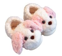 SoLu DAY8 Chausson Chaud Enfant Fille Hiver Peluche Fermée Mignon Chien Confort Pantoufle Garcon Chaude Polaire Animaux Chic Antidérapant Chambre Maison Casual Chaussure (34.5 Big Kids)