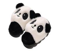 SoLu DAY8 Chausson Chaud Enfant Fille Hiver Peluche Mignon Panda Confort Pantoufle Ado Garcon Chaude Polaire Animal a la Mode Antidérapant Chambre Maison Casual Chaussure (White, 36)