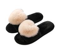 SoLu DAY8 Chaussons Femme Chaud Hiver Ouverte Confort Mignon Pantoufle Femme Chaude Polaire Animal Fashion Casual Maison Chambre Antidérapant Chaussure (Beige, 37)