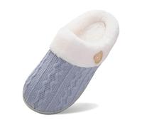 SoLu DAY8 Chaussons Femme Hiver Chaud Mignon Confortable Animaux a la Mode Pantoufle Femme Chaude Polaire Antidérapant Chambre Maison Casual Chaussure (Blue, 39)