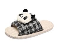 SoLu DAY8 Chaussons Femme Hiver Chaud Ouverte Confort Mignon Panda Pantoufle Femme Chaude CCoton Animaux CChic Casual Maison Chambre Antidérapant Chaussure (Black, 39)