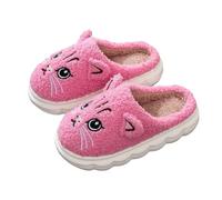 SoLu DAY8 Chaussons Peluche Enfant Fille Hiver Chaud Mignon Chat Confort Semelle épaisse Pantoufles Chaudes Garçon Coton Animal Fashion Chambre Antidérapant Maison Casual Chaussure (35 Big Kids)