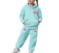 SoLu DAY8 Ensemble De Sport Enfant Fille 2-13 ans Survêtements Ado Fille Pantalon Et Haut Sweat à Capuche Chic Bowknot Ample Fashion Mignon Confortable Fitness Casual Tracksuit (Mint Green, 6-7 ans)