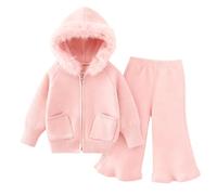 SoLu DAY8 Ensemble Enfant Fille Hiver Chaude Pantalon Bootcut Et Haut Sweat à Capuche Ample Survêtements Ado Fille Chic a la Mode Mignon Confortable Sport Casual Vacances Tracksuit (130)