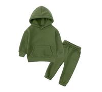SoLu DAY8 Ensemble Enfant Garcon 1-13 Ans Hiver Fashion Vêtements Ado Garçons Pantalon Et Sweat a Capuche Chemise Manche Longue pas Cher Chic Casual Vacances Sport Jogging (Green, 3-4 Years)