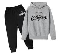 SoLu DAY8 Ensemble Enfant Garcon 3-13 ans Hiver Ensemble Sweat a Capuche Et Pantalon Ado Garçon Manche Longue Pas Cher Mignon Fashion Casual Sport Jogging Vacances Sportswear (Dark Gray, 11-12 Years)