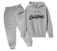 SoLu DAY8 Ensemble Enfant Garcon 3-13 ans Hiver Ensemble Sweat a Capuche Et Pantalon Ado Garçon Manche Longue Pas Cher Mignon Fashion Casual Sport Jogging Vacances Sportswear (Grey, 5-6 Years)