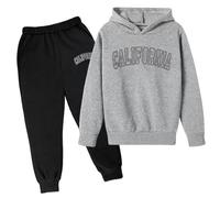 SoLu DAY8 Ensemble Enfant Garcon 3-14 Ans Hiver Fashion Ensemble Ado Garcon Pantalon Et Sweat a Capuche Haut Top Manche Longue pas Cher Chic Casual Vacances Sport Jogging (Dark Gray, 7-8 Years)
