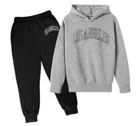 SoLu DAY8 Ensemble Enfant Garcon 3-14 Ans Hiver Fashion Ensemble Ado Garcon Pantalon Et Sweat a Capuche Haut Top Manche Longue pas Cher Chic Casual Vacances Sport Jogging (9-10 ans, Y-gris)