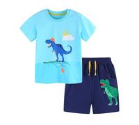 SoLu DAY8 Ensemble Enfant Garcon Ete 2-8 Ans Dessin Animé Ensemble Garçon Tee Shirt Bateau Manche Courte Et Shorts Garçon été Chic Pas Cher Ample Confortable Casual Vacances Plage (3-4 ans, Bleu-1)