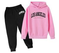 SoLu DAY8 Ensemble Enfant Garcon Hiver 3-13 ans Ensemble Sweat à Capuche Et Pantalon Garçon Manche Longue Pas Cher Los Angeles a la Mode Casual Jogging Vacances Sportswear (7-8 Years)