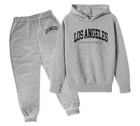 SoLu DAY8 Ensemble Enfant Garcon Hiver 3-13 ans Ensemble Sweat à Capuche Et Pantalon Garçon Manche Longue Pas Cher Los Angeles a la Mode Casual Jogging Vacances Sportswear (Grey, 11-12 Years)