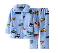 SoLu DAY8 Ensemble Enfant Garçon Hiver Chaud 2-14 Ans Polaire Dessin Animé Ensemble Ado Garçon Pantalon Et Chemise Manches Longues Velours Confortable Casual Vacances (Sky Blue, 7-8 Ans)