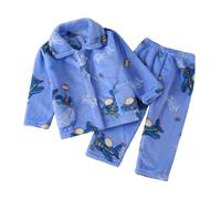SoLu DAY8 Ensemble Enfant Garçon Hiver Chaud 2-14 Ans Polaire Dessin Animé Ensemble Ado Garçon Pantalon Et Chemise Manches Longues Velours Confortable Casual Vacances (Blue, 4-5 Ans)
