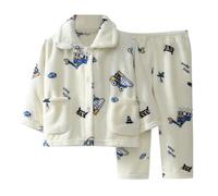 SoLu DAY8 Ensemble Enfant Garçon Hiver Chaud 2-14 Ans Polaire Dessin Animé Ensemble Ado Garcon Pantalon Et Chemise Manches Longues Velours Confortable Casual Vacances Pyjamas (White, 5-6 ans)
