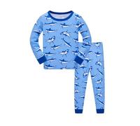 SoLu DAY8 Ensemble Enfant Hiver 1-10 ans Ensemble Pantalon Et Haut Chemise Manche Longue Chic Pas Cher Dessin Animé Mignon a la Mode Casual Vacances (Sky Blue, 4-5 Years)