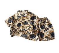 SoLu DAY8 Ensemble Ete Enfant Garcon Age 0-10 ans Chemise Manche Courte à Bouton Et Short Garçon Fleur Pas Cher Ample Confortable Mignon Dessin Animé Fashion Casual Sport Vacances (Yellow, 5-6 Years)