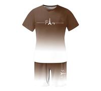 SoLu DAY8 Ensemble Ete Homme 2 Pieces Ample Chemise Manche Courte Et Short Homme Grande Taille Casual Plage Légère Fluide Fashion Confort Décontractée (Coffee, S)
