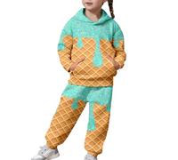 SoLu DAY8 Ensemble Jogging Enfant Fille 1-13 ans Sportswear Ado Fille Sweat-Shirt à Capuche Et Pantalon Ample Chic Fashion Mignon Confortable Fitness Casual Tracksuit (Green, 4-5 ans)