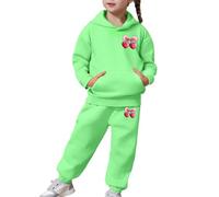 SoLu DAY8 Ensemble Jogging Enfant Fille 2-13 ans Survêtements Ado Fille Sweat-Shirt à Capuche Et Pantalon Ample Bowknot Chic Fashion Mignon Confortable Fitness Casual Tracksuit (Green, 8-9 ans)