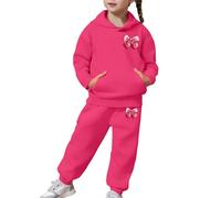 SoLu DAY8 Ensemble Jogging Enfant Fille Hiver Chic Fashion Survêtements Ado Fille Sweat-Shirt à Capuche Et Pantalon Ample Bowknot Mignon Confortable Sport Casual Tracksuit 2-13 ans (3-4 ans)