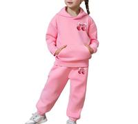 SoLu DAY8 Ensemble Jogging Enfant Fille Hiver Chic Fashion Survêtements Ado Fille Sweat-Shirt à Capuche Et Pantalon Ample Bowknot Mignon Confortable Sport Casual Tracksuit 2-13 ans (3-4 ans)