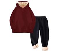 SoLu DAY8 Ensemble Polaire Enfant Fille Hiver Chaud Sportswear Ado Fille Sweat-Shirt à Capuche Et Pantalon Chic Ample a la Mode Mignon Confortable Casual Vacances Tracksuit 3-16 ans (13-14 ans)