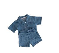 SoLu DAY8 Ensemble Short Enfant Garçon Age 1-7 ans Jean Short et Chemise Manche Courte à Bouton Garçon Denim Pas Cher Chic Confortable Mignon Fashion Casual Plage Vacances (BU1, 2-3 Years)