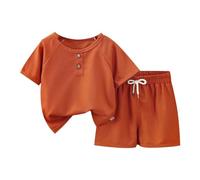 SoLu DAY8 Ensemble Short Enfant Garçon Age 2-9 ans Short et Tee Shirt Manche Courte Garçon Chic Pas Cher Ample Mignon Confortable Dessin Animé a la Mode Casual Plage Vacances (Brick Red, 3-4 Years)