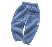 SoLu DAY8 Jean Cargo Large Enfant Garcon 2-7 Ans a la Mode Pantalon Denim Garçon Taille Elastique Chic Ample Leger Confortable Casual Jogging Vacances Sweatpants (Blue, 3-4 Years)