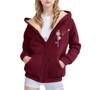 SoLu DAY8 Manteau à Capuche Fille Hiver Chaud Chic Et Elegant Veste Polaire épaisse Ado Fille Manche Longue Fashion Casual Confortable Jogging Vacances Overcoat 4-17 ans (16-17 ans, Vin)