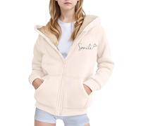 SoLu DAY8 Manteau Hiver Chaud Fille à Capuche Chic Et Elegant Veste Polaire Ado Fille épaisse Manches Longues Fashion Confortable Casual Outdoor Vacances Haut Jacket 4-17 ans (16-17 ans, Beige)